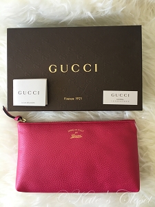 NEW GUCCI Swing Calf Leather Pink Pouch