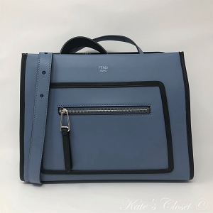 NEW FENDI Runway Blue and Black Leather Shoulder Bag