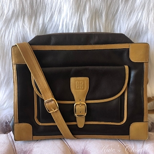 GIVENCHY Vintage Black and Tan Leather Shoulder Bag